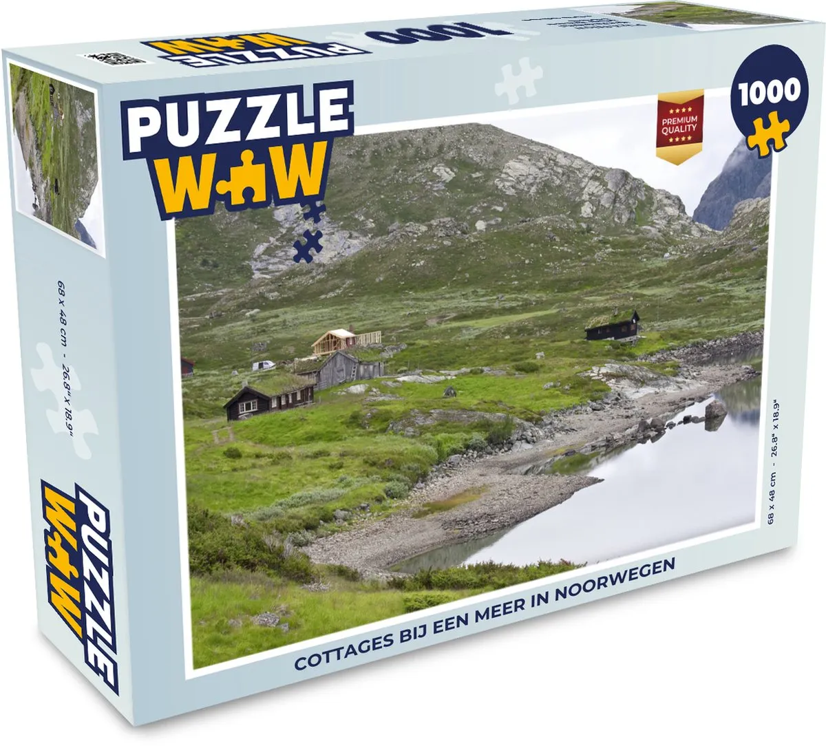 PuzzleWow Cottages bij een meer in Noorwegen Legpuzzel 1000 Stuks - Multicolor