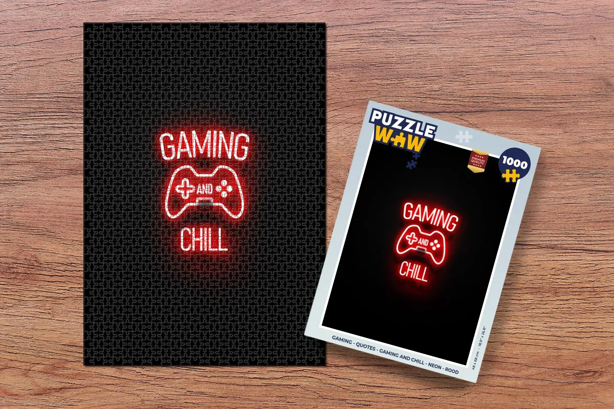 PuzzleWow Quotes Gaming Legpuzzel 1000 Stuks - Neon Rood