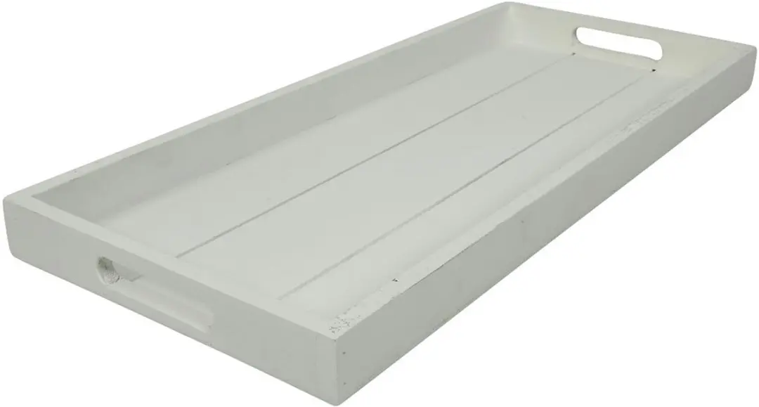 Countryfield dienblad hout wit rechthoekig 21x48x3,5cm decoratie.