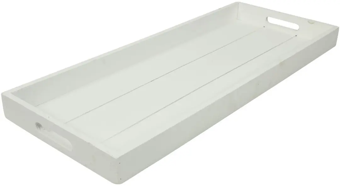 Countryfield dienblad hout wit rechthoekig 24x60cm serveerblad.