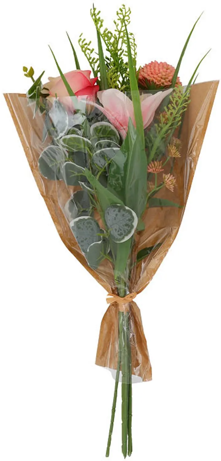 Countryfield kunstboeket bloemen decoratie roze 60cm kunststof.