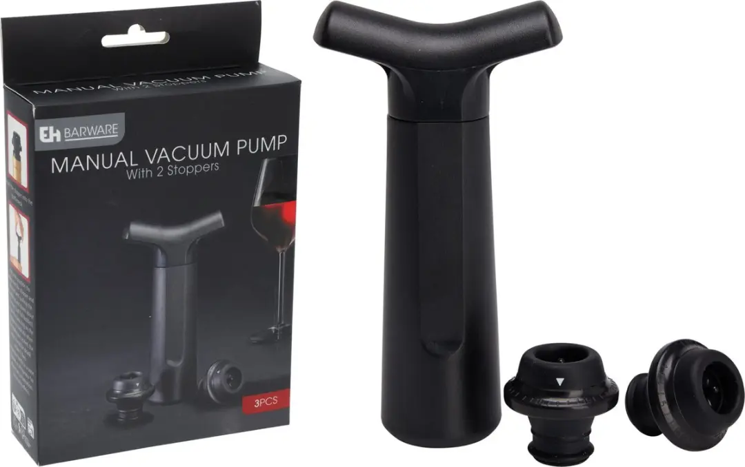 Koopman wijn vacuumpomp set 13cm 3-delig barware accessoire.
