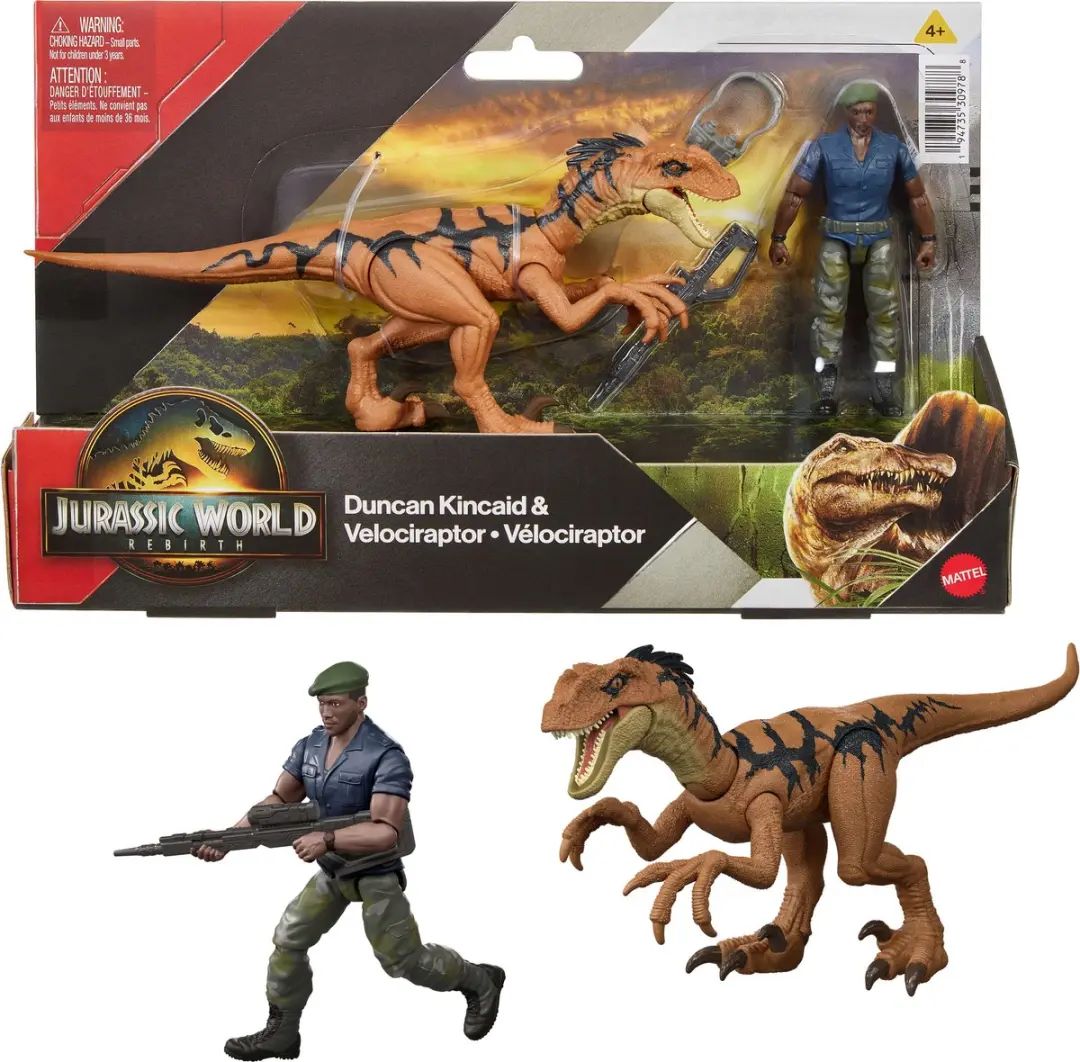 Jurassic World FIGURE & DINOSAUR PACK Duncan Kincaid & Velociraptor