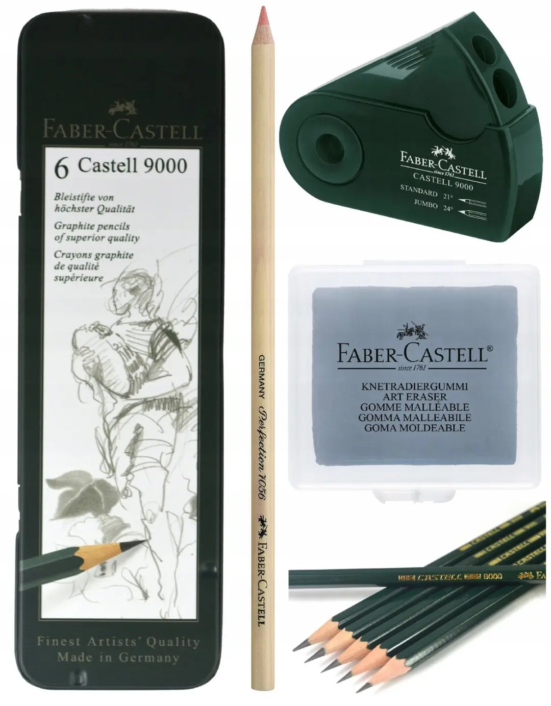 Faber-Castell Tekenpotlood Set met Gum & Puntenslijper