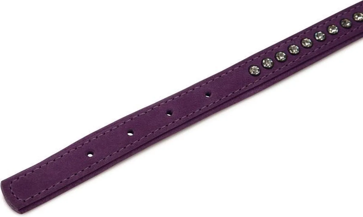 Beeztees Leren Halsband Buffalo Strass - Paars 40cm x 17mm