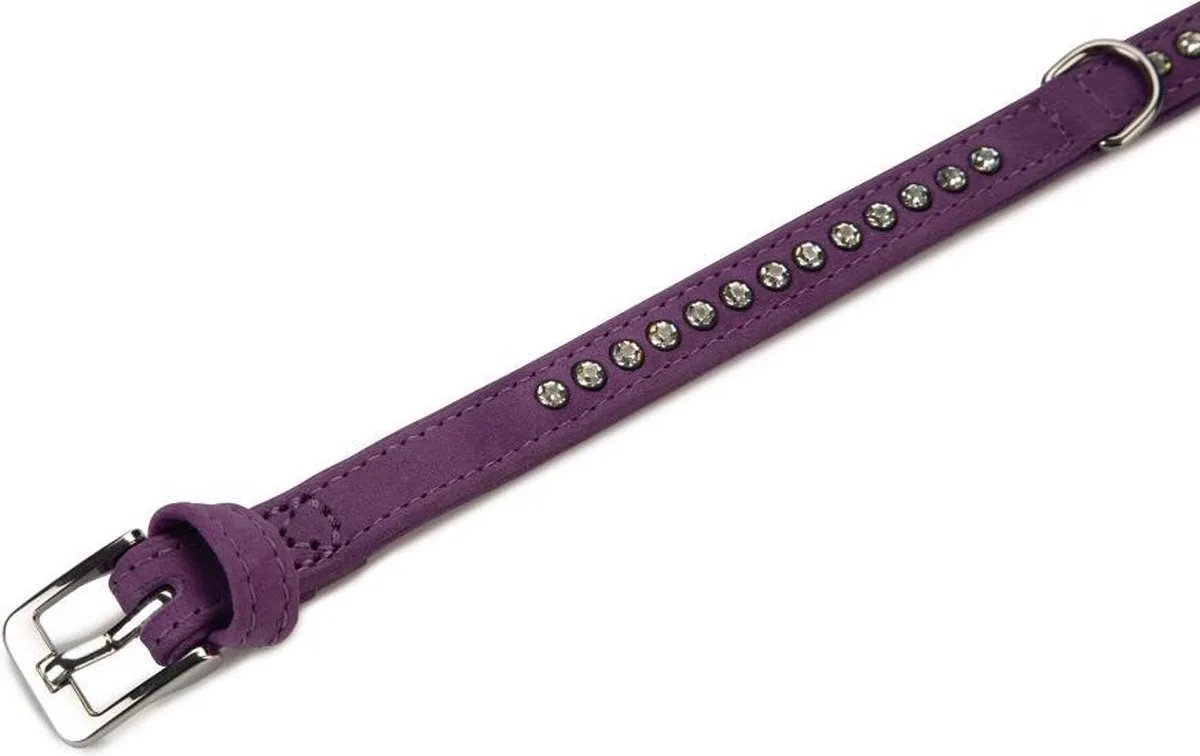 Beeztees Leren Halsband Buffalo Strass - Paars 40cm x 17mm