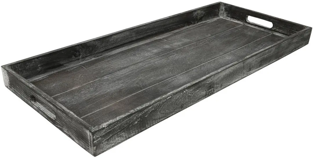 Countryfield dienblad houten serveerblad grijs 30x70cm decoratie.