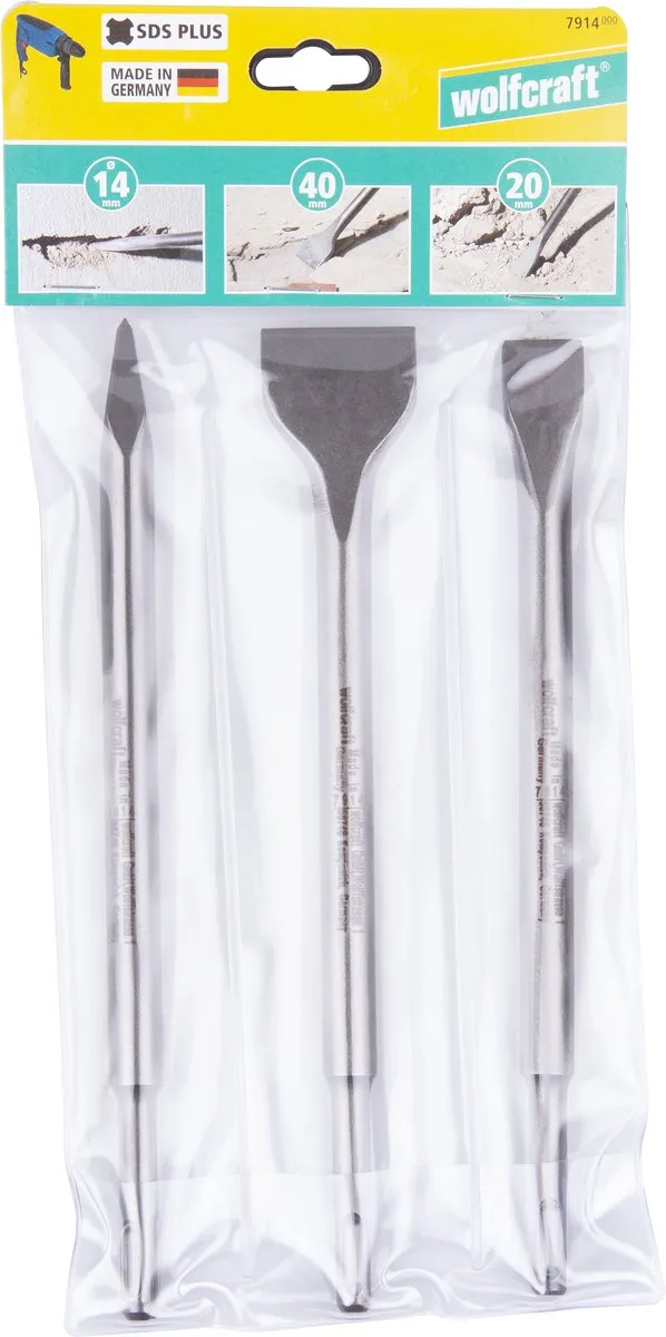 Wolfcraft SDS Plus Beitelset 3-delig 14mm - 7914000