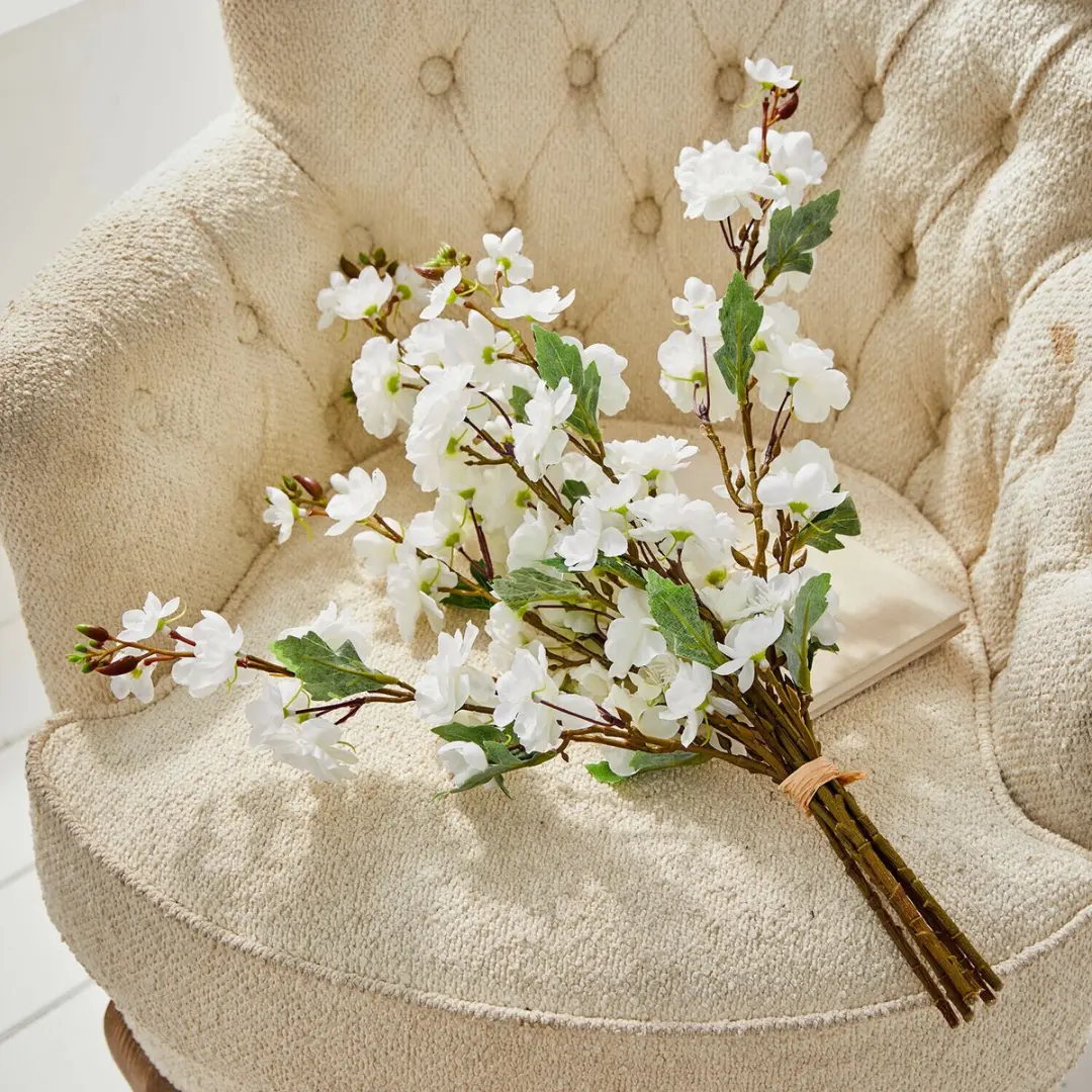 Loberon Decoratieve Bloemset Bellévaut 6 Stuks - Crème/Bruin - afbeelding 3 van 6