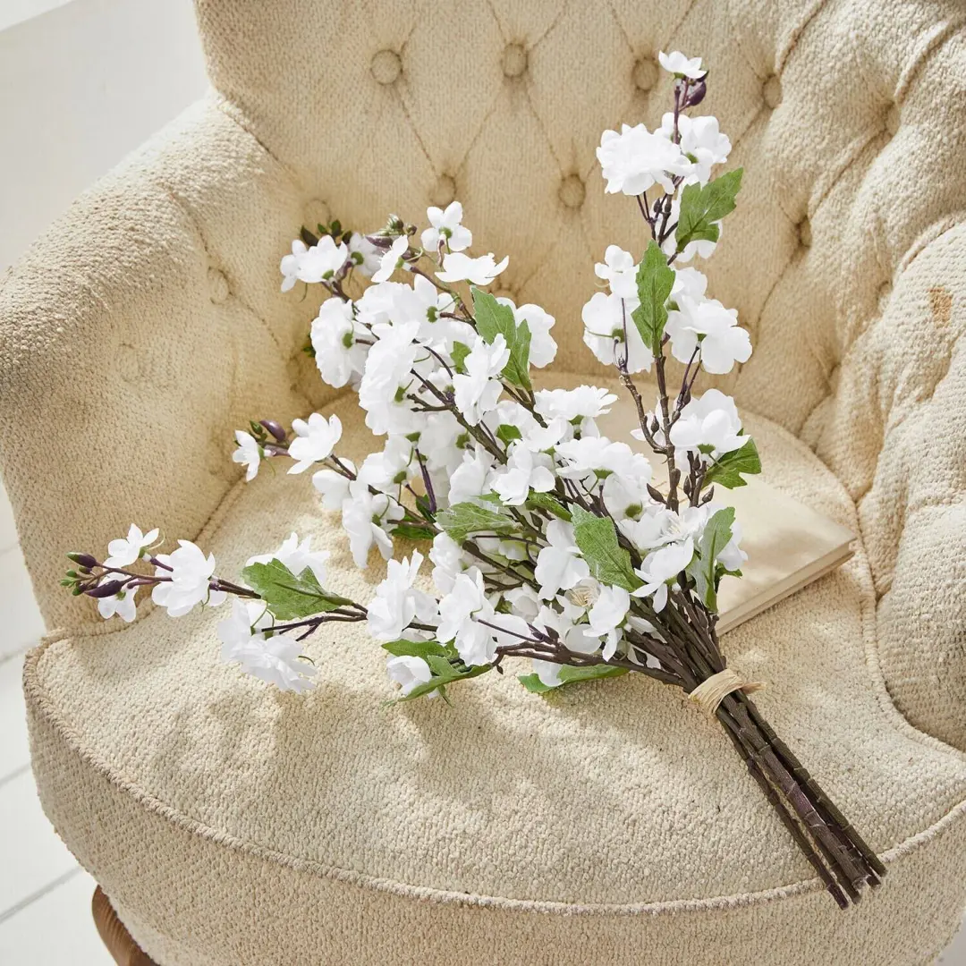 Loberon Decoratieve Bloemset Bellévaut 6 Stuks - Crème/Bruin - afbeelding 6 van 6