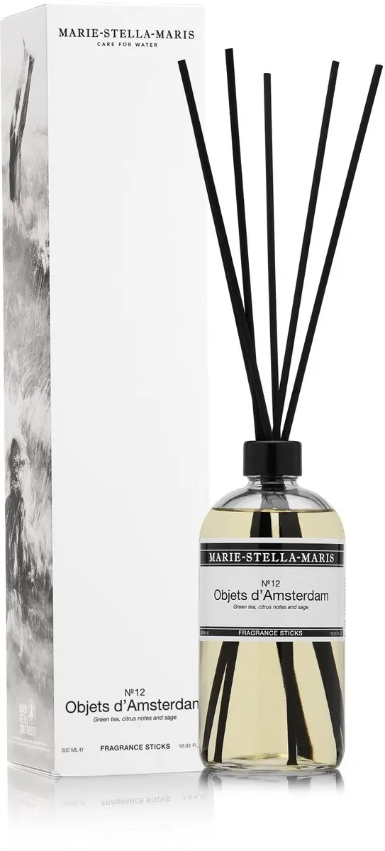 Marie-Stella-Maris Objets d’Amsterdam Geurstokjes 500ml - Zwart/Wit - afbeelding 2 van 4