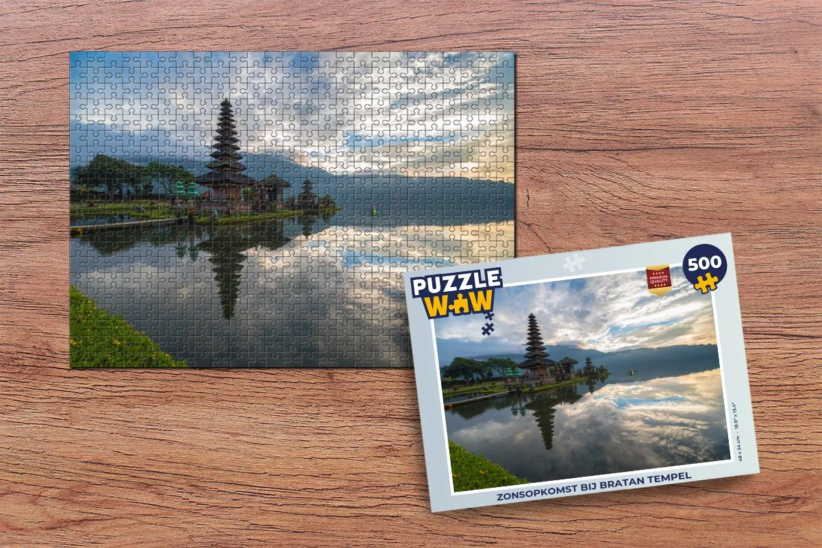 PuzzleWow Zonsopkomst bij Bratan Tempel Legpuzzel 500 Stuks - Multicolor