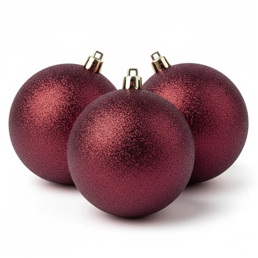 4x Donkerrode kunststof kerstballen 10 cm