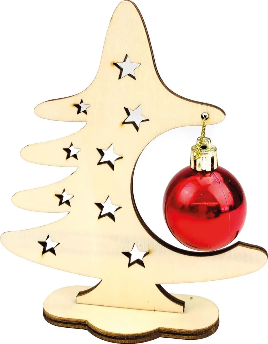 Houten Knutsel Kerstboom met Kerstbal