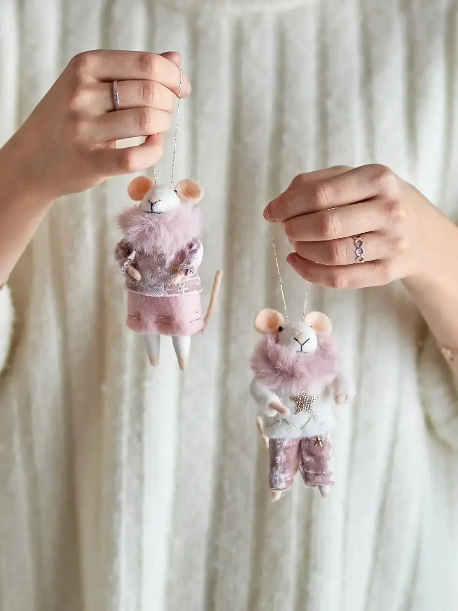 Bloomingville Kerstornament wol rose Peo