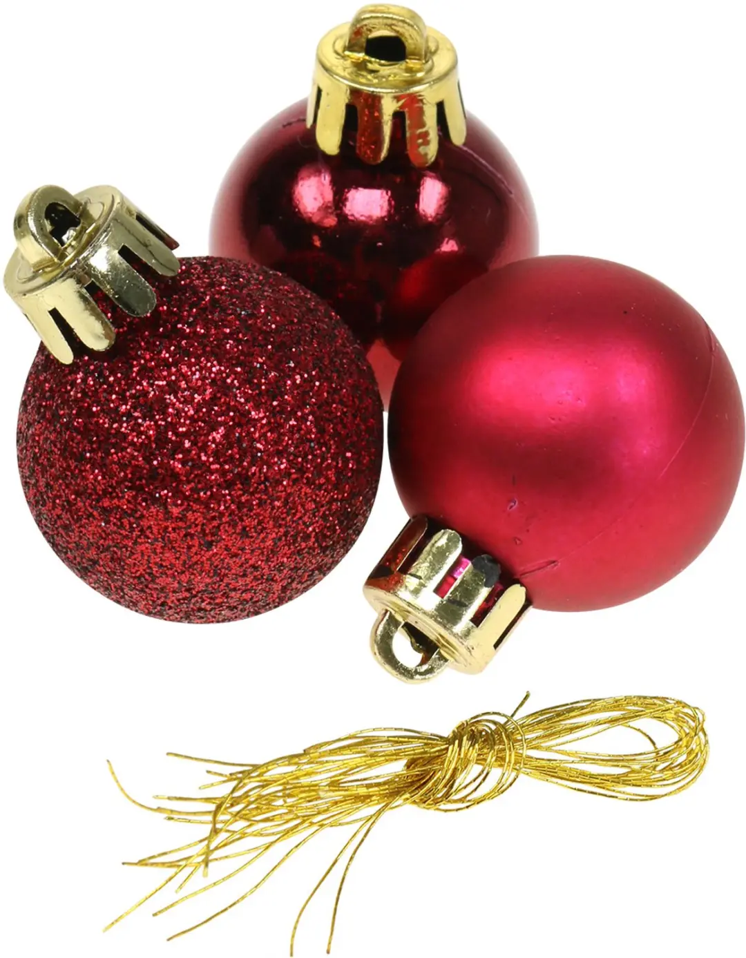 Decoris Mini Kerstballen 14 Stuks - 3cm - Donkerrood - afbeelding 5 van 6