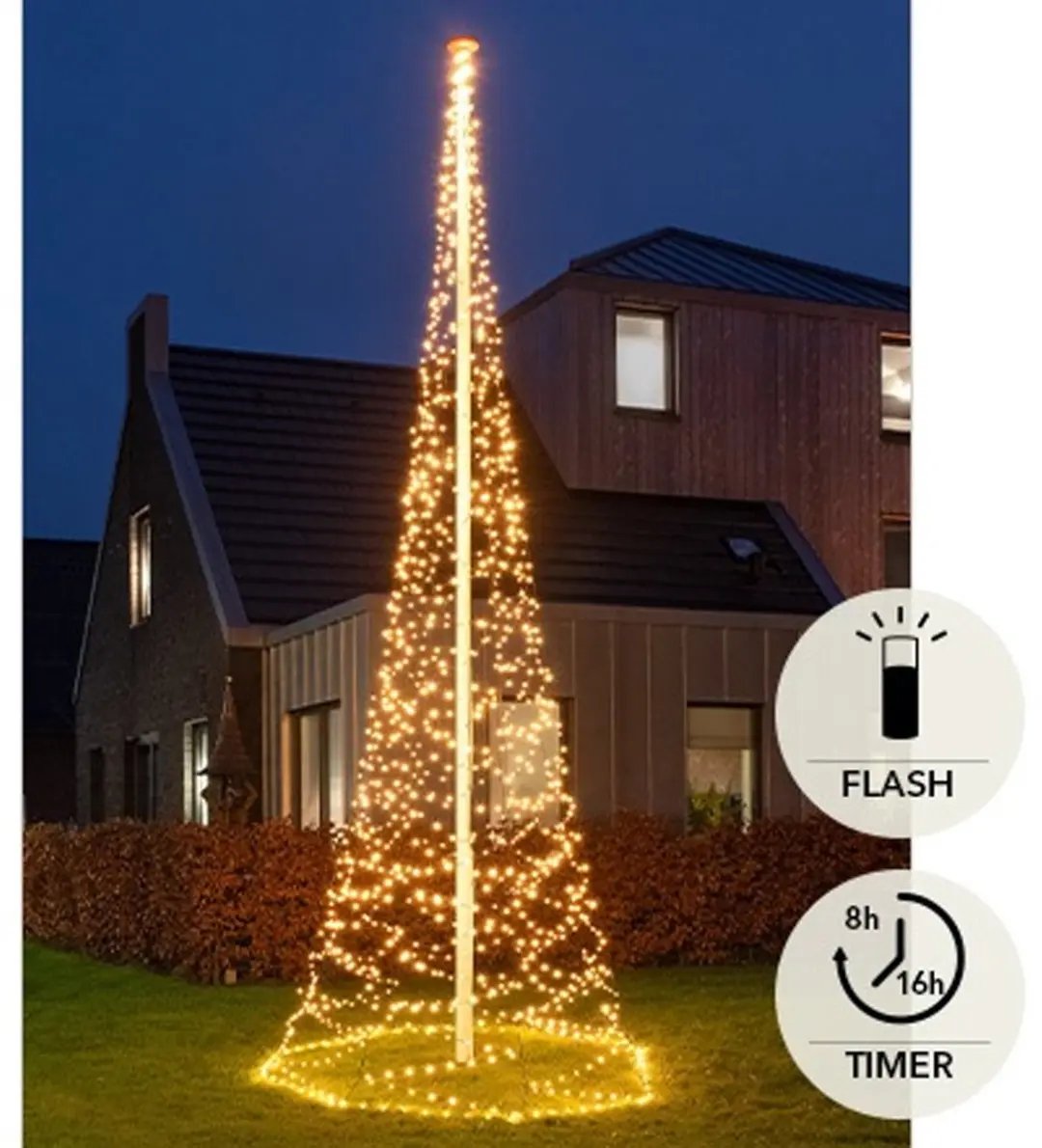 Anna's Collection Vlaggenmast Kerstboom met Ster 1240 LED - 200cm - afbeelding 2 van 3