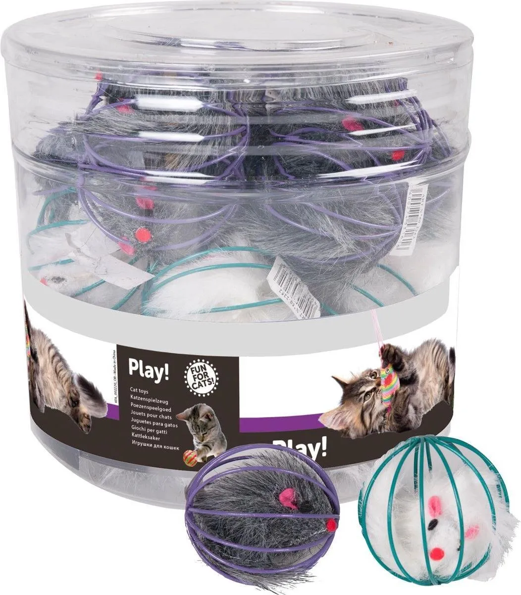 Flamingo Kattenspeelgoed Speelbal en Bontmuis - Multicolor - afbeelding 2 van 5