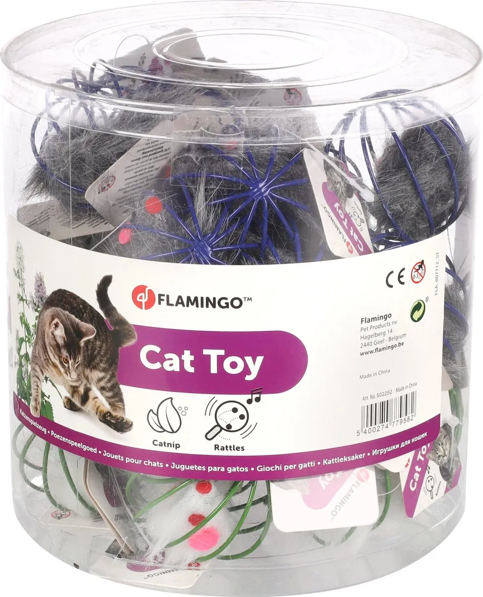 Flamingo Kattenspeelgoed Speelbal en Bontmuis - Multicolor - afbeelding 4 van 5