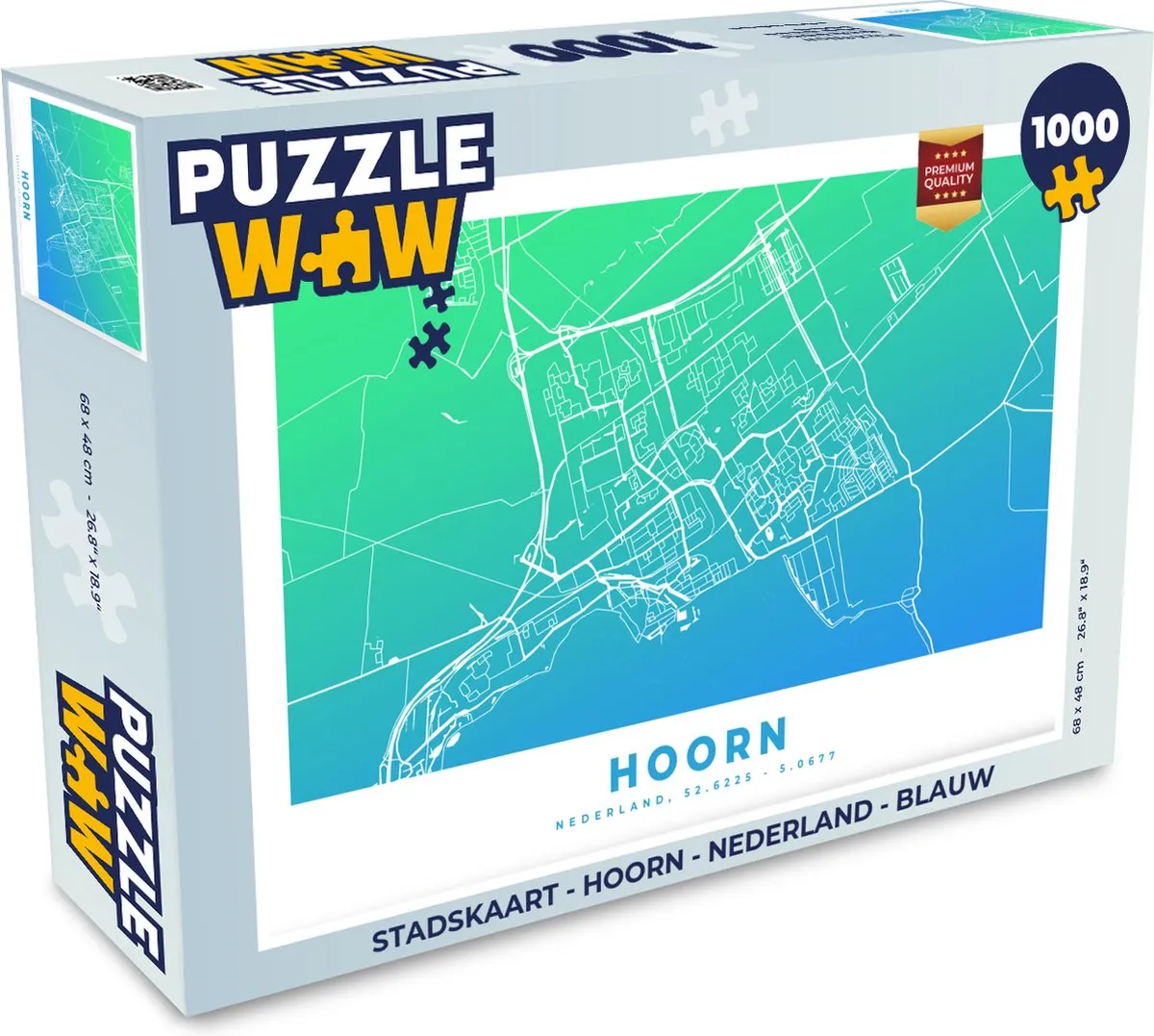 PuzzleWow Stadskaart Hoorn Nederland Legpuzzel 1000 Stuks