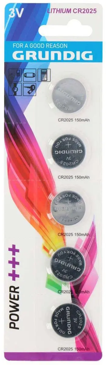 Grundig Knoopcel CR2025 3V Lithium - 5 Stuks - afbeelding 2 van 3