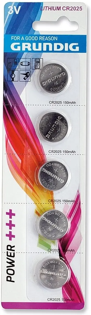 Grundig Knoopcel CR2025 3V Lithium - 5 Stuks - afbeelding 3 van 3