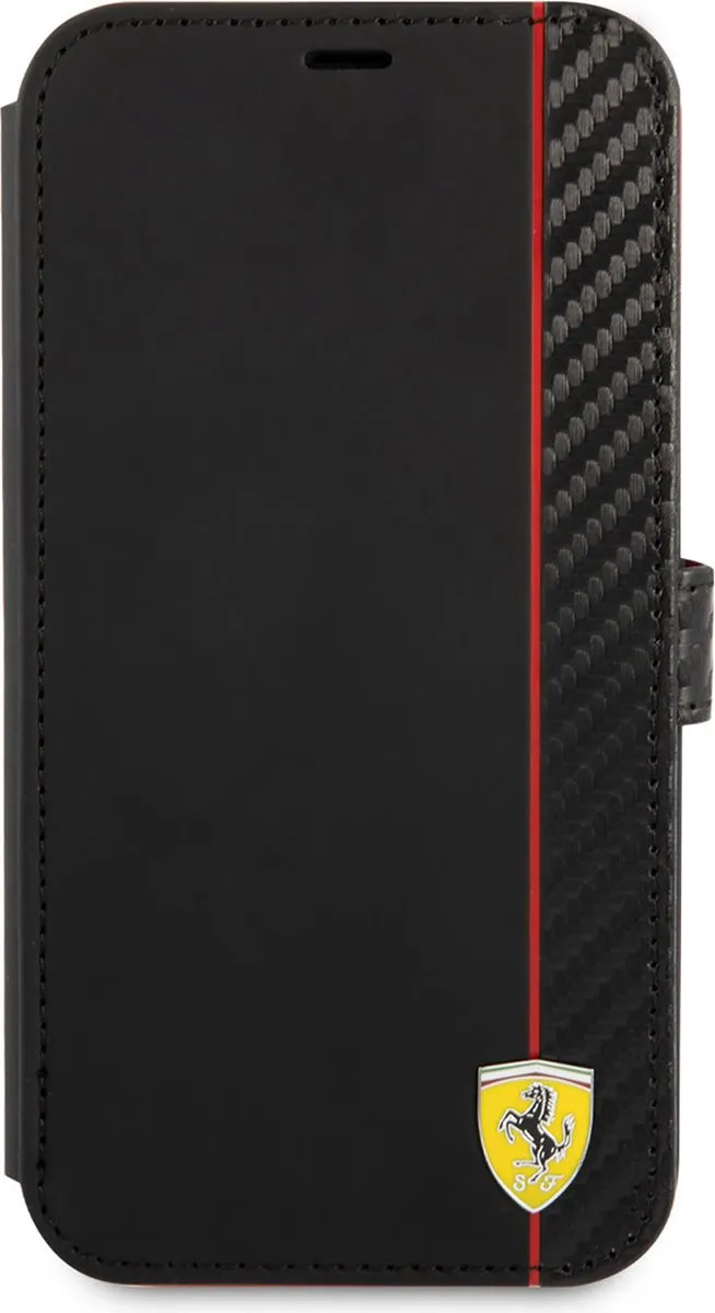Ferrari iPhone 13 Pro Hoesje - Effen Zwart - 3 Pasjes - MagSafe