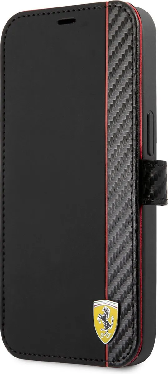 Ferrari iPhone 13 Pro Hoesje - Effen Zwart - 3 Pasjes - MagSafe
