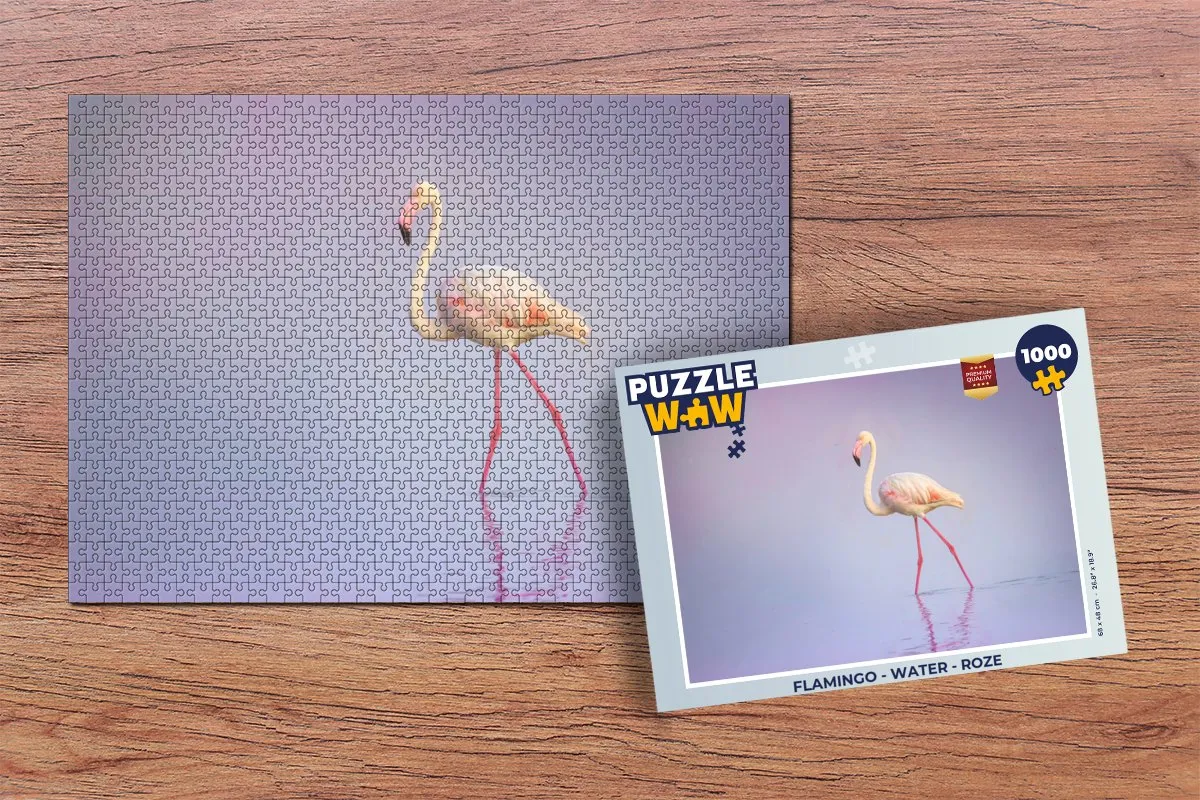 PuzzleWow Flamingo Water Legpuzzel 1000 Stuks - Roze