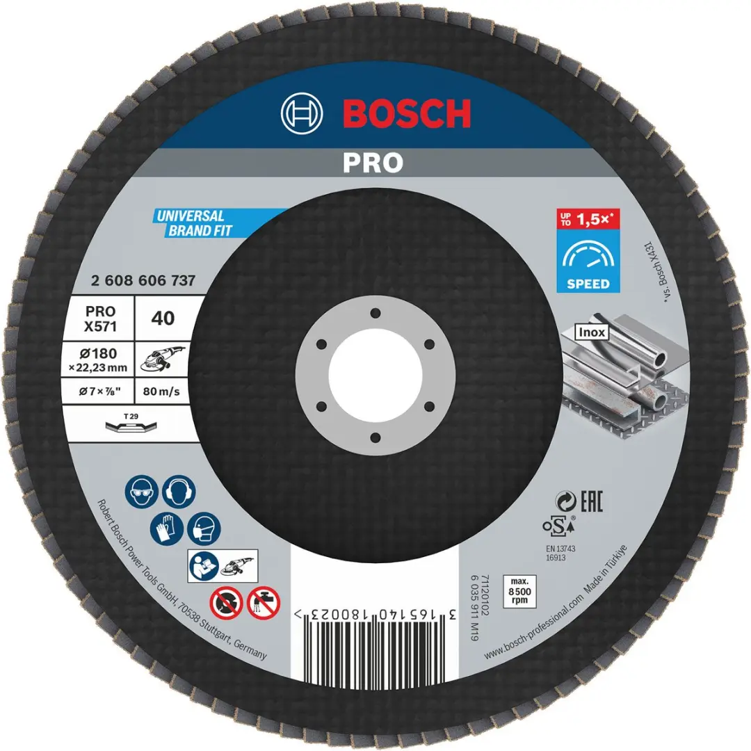 Bosch X571 Lamellenschuurschijf 180mm - Korrel 40 - afbeelding 4 van 5