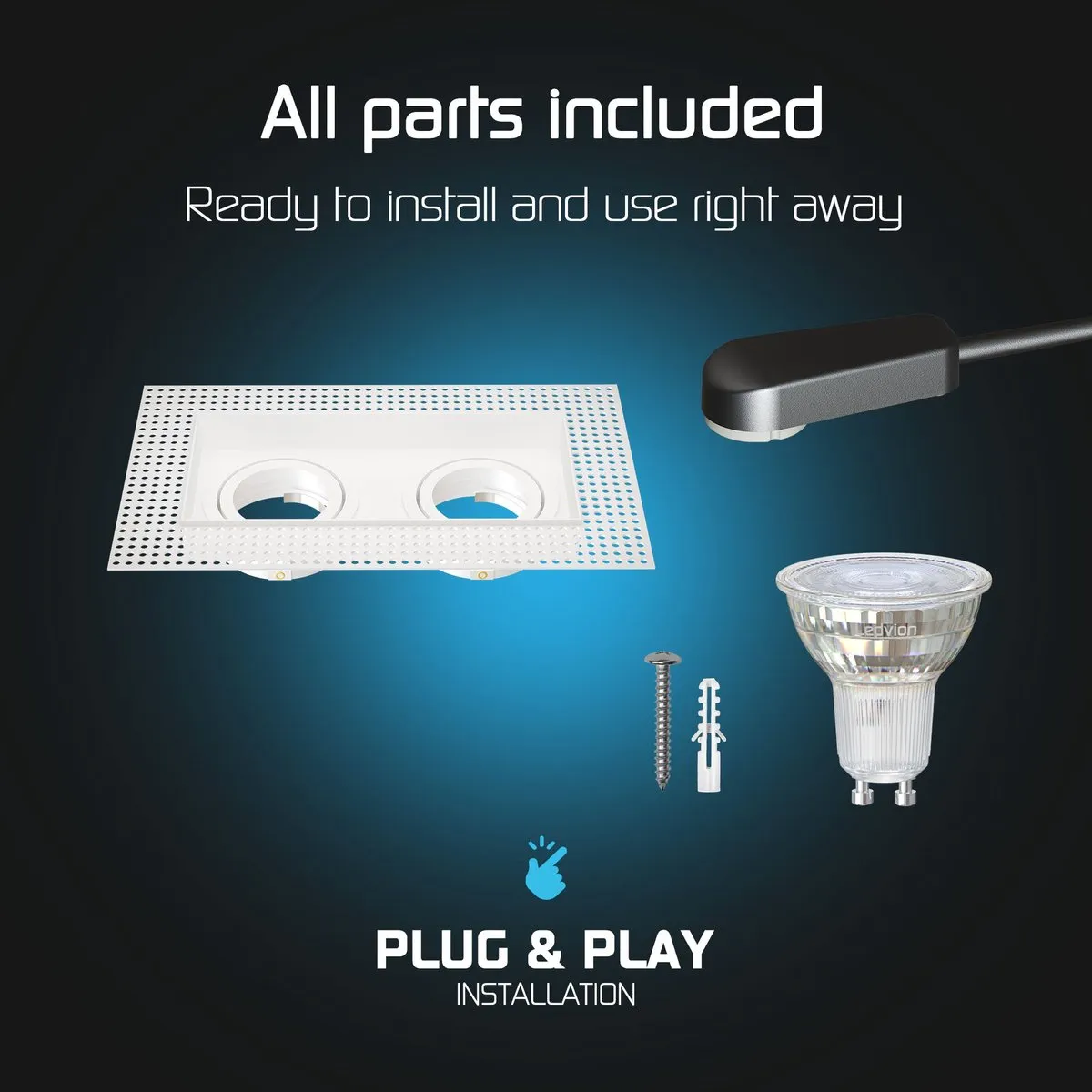 LEDVION Trimless LED Inbouwspot Dubbelarmatuur 130x130mm - 6 Stuks - Wit - 2700K - 3W
