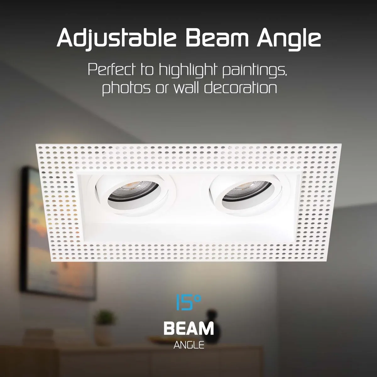 LEDVION Trimless LED Inbouwspot Dubbelarmatuur 130x130mm - 6 Stuks - Wit - 2700K - 3W