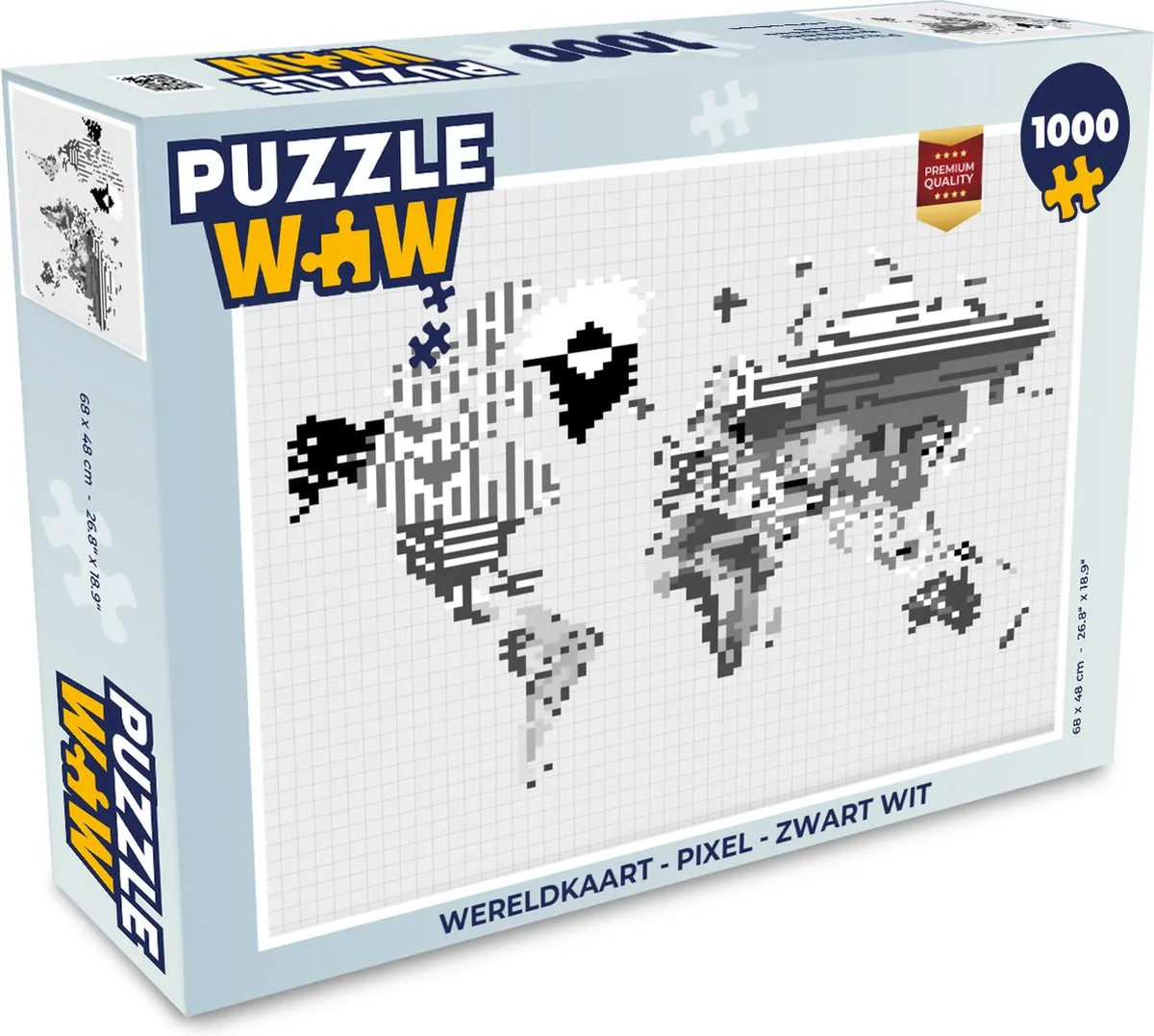PuzzleWow Wereldkaart Pixel Legpuzzel 1000 Stuks
