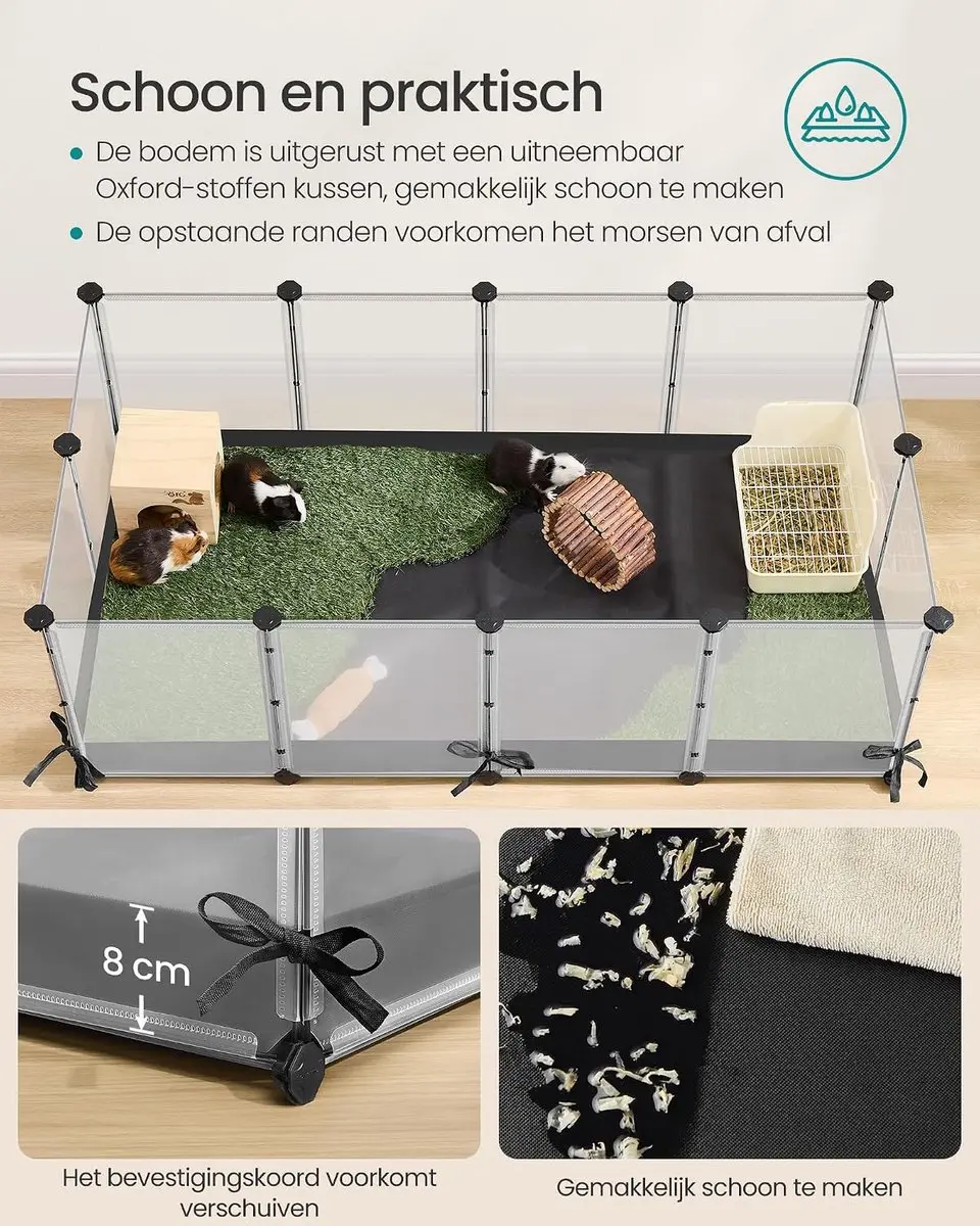 Songmics LPC016W01 Kleindierverblijf 144x74x57cm - Wolkenwit - afbeelding 3 van 6
