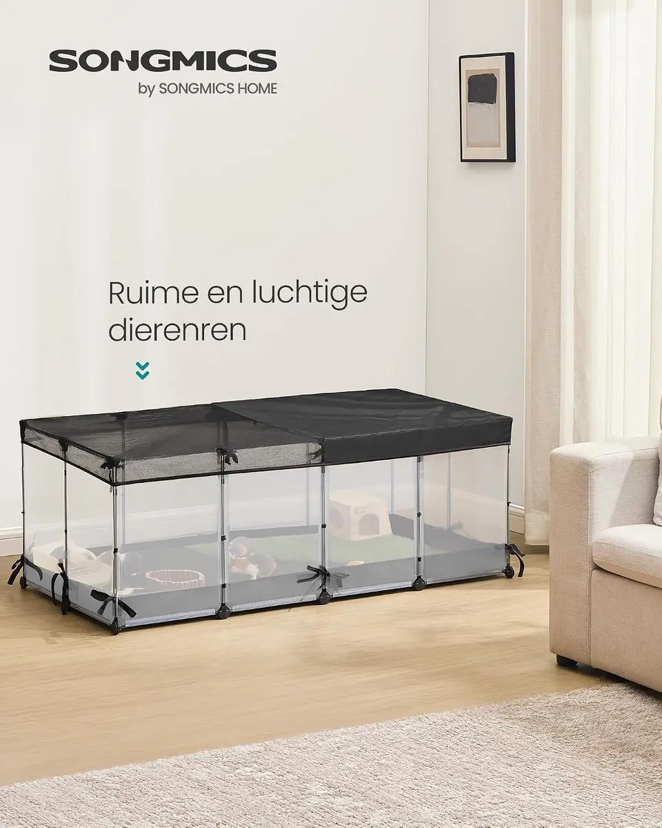 Songmics LPC016W01 Kleindierverblijf 144x74x57cm - Wolkenwit - afbeelding 5 van 6