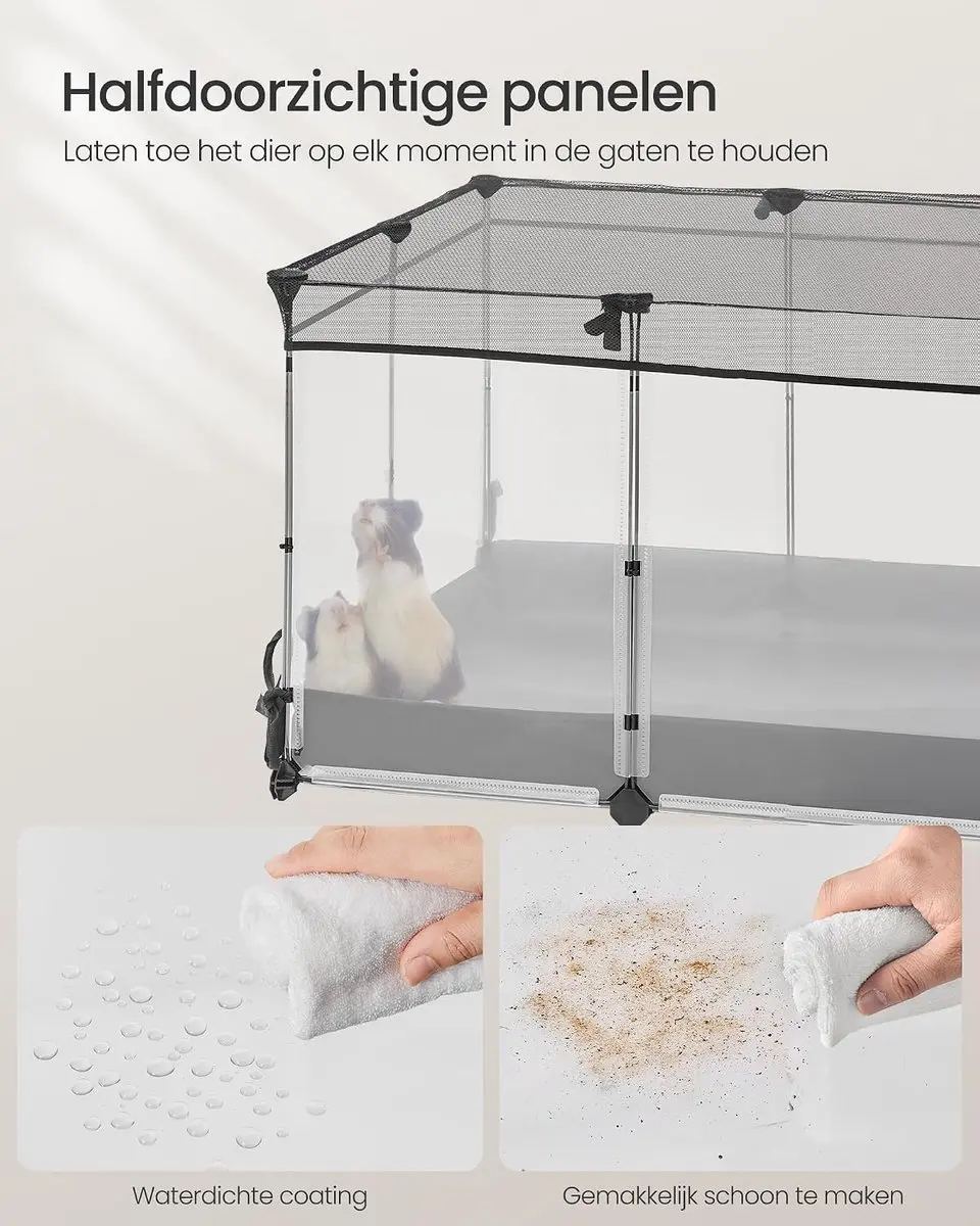 Songmics LPC016W01 Kleindierverblijf 144x74x57cm - Wolkenwit - afbeelding 2 van 6