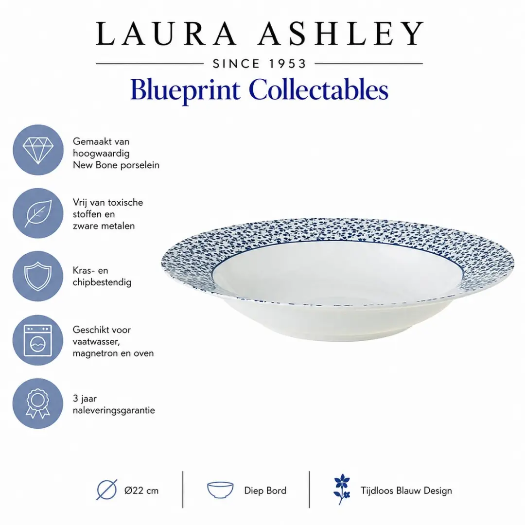 Laura Ashley Blueprint Diepbord Floris Ø22cm - afbeelding 5 van 6