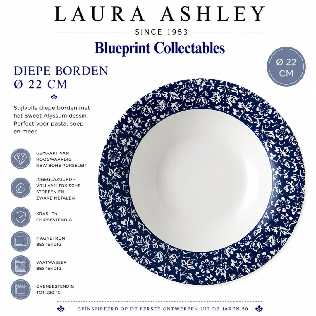 Laura Ashley Blueprint Diepe Bord Sweet Alyssum 22cm - afbeelding 4 van 4