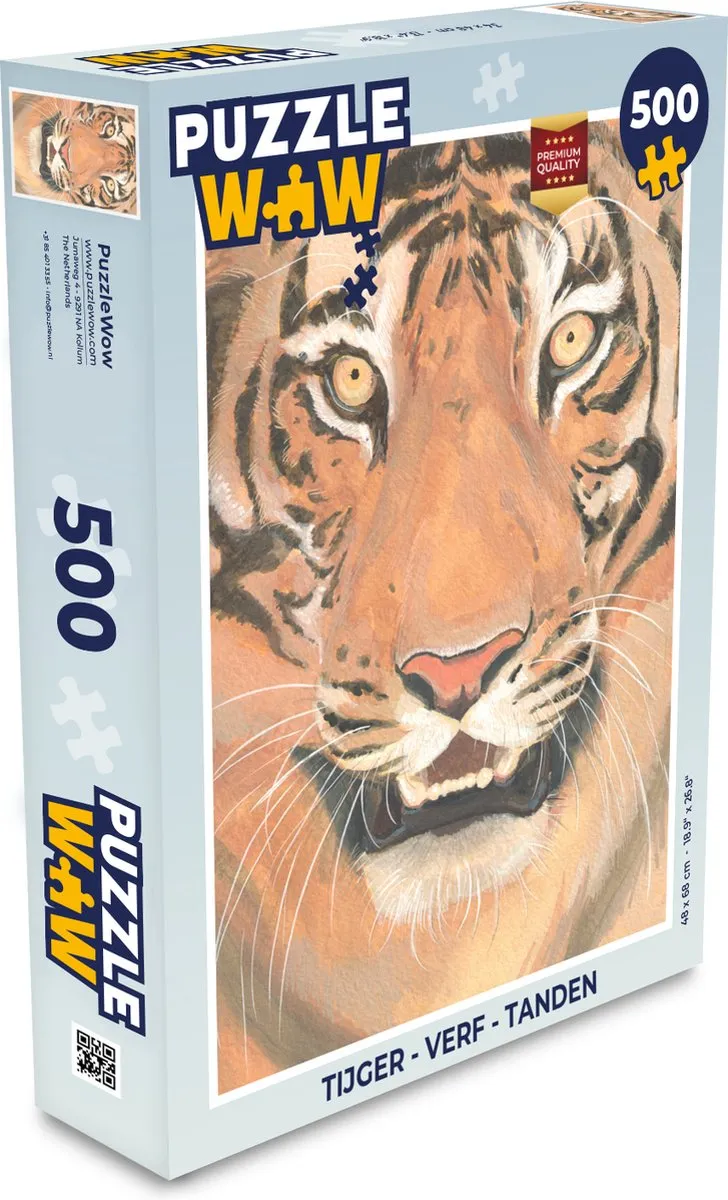PuzzleWow Tijger Verf Tanden Legpuzzel 500 Stuks