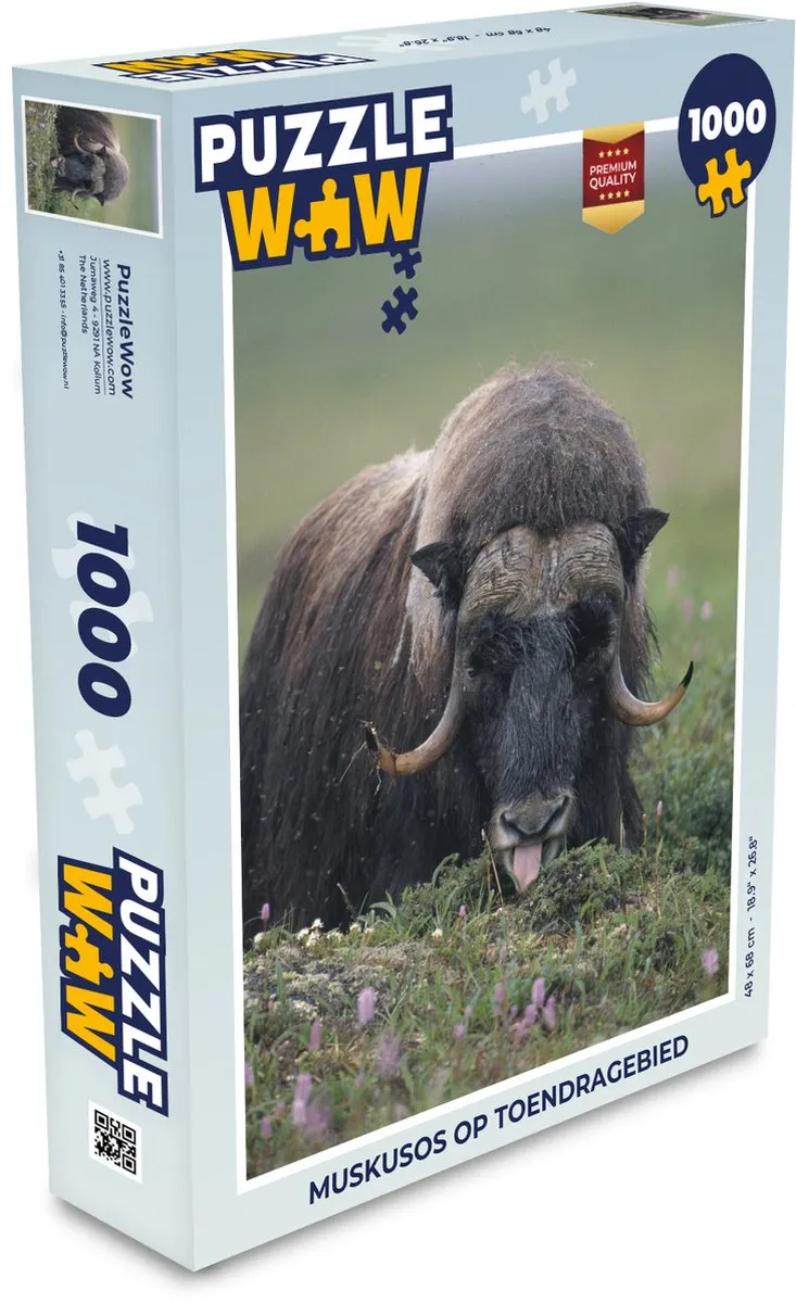 PuzzleWow Legpuzzel Muskusos op Toendragebied 1000 Stuks - Multicolor