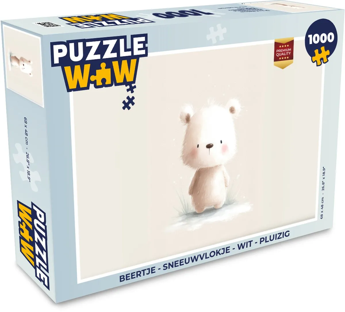 PuzzleWow Beertje Sneeuwvlok Legpuzzel 1000 Stuks - Wit