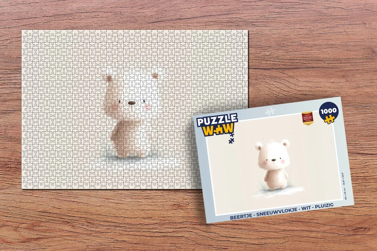 PuzzleWow Beertje Sneeuwvlok Legpuzzel 1000 Stuks - Wit