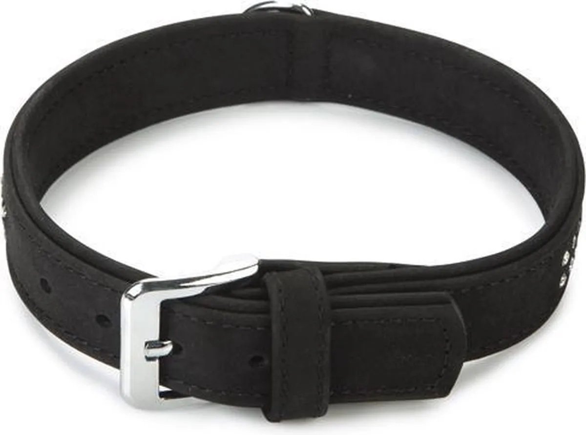 Beeztees Buffalo Halsband - Leer Zwart 39-45cm
