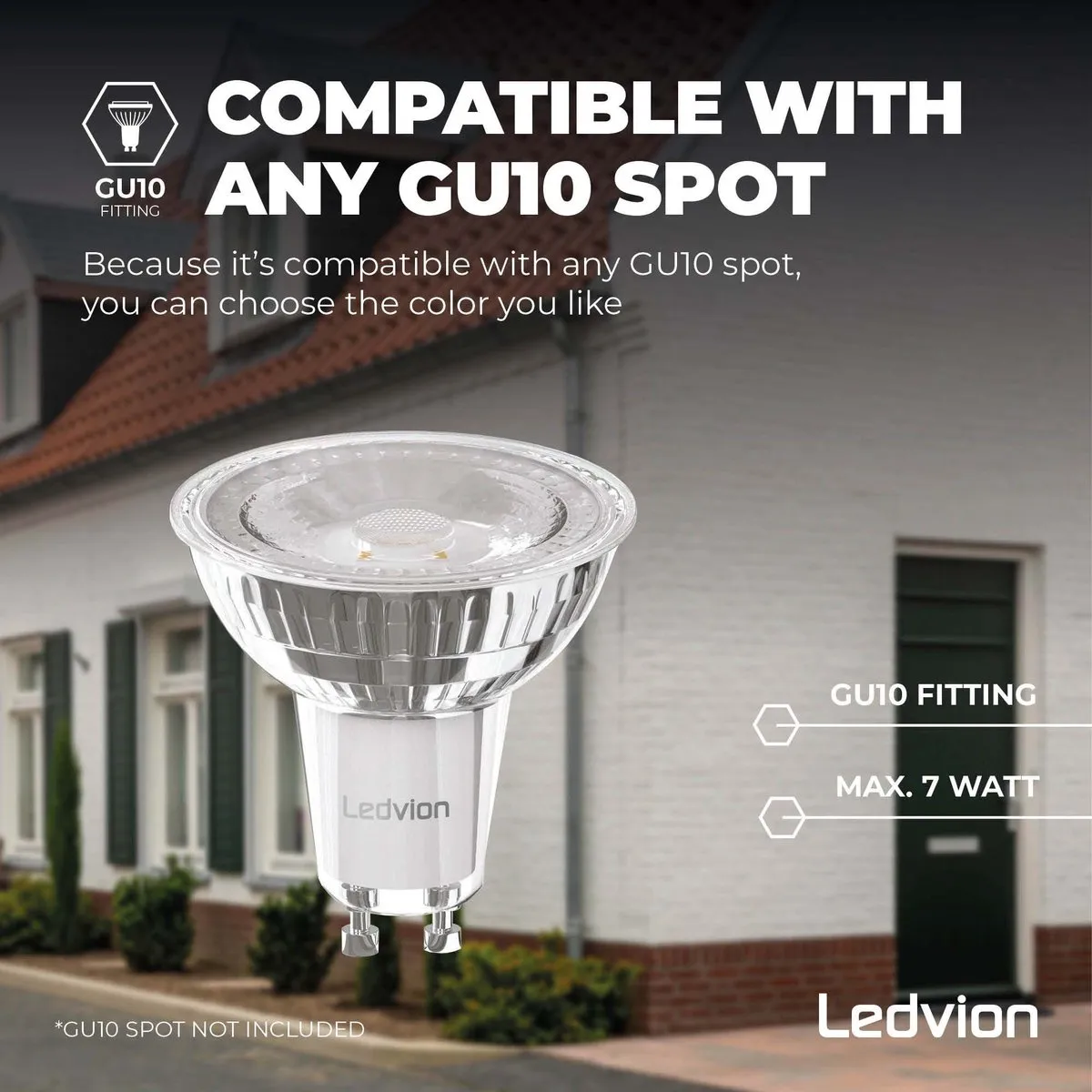 Ledvion LED Wandlamp met Sensor GU10 - 2x 0,5W - IP44 - Zwart - afbeelding 6 van 6