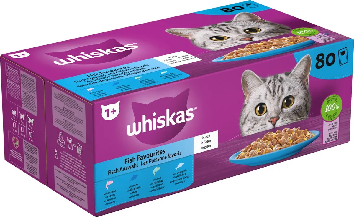 Whiskas Adult 1+ Vis in Gelei Kattenvoer