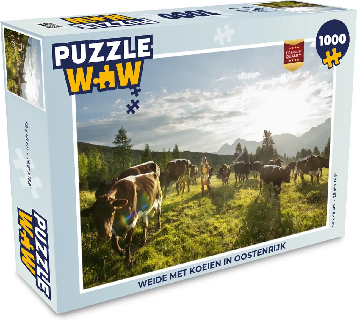 PuzzleWow Oostenrijkse Weide Koeien Legpuzzel 1000 Stuks - Multicolor