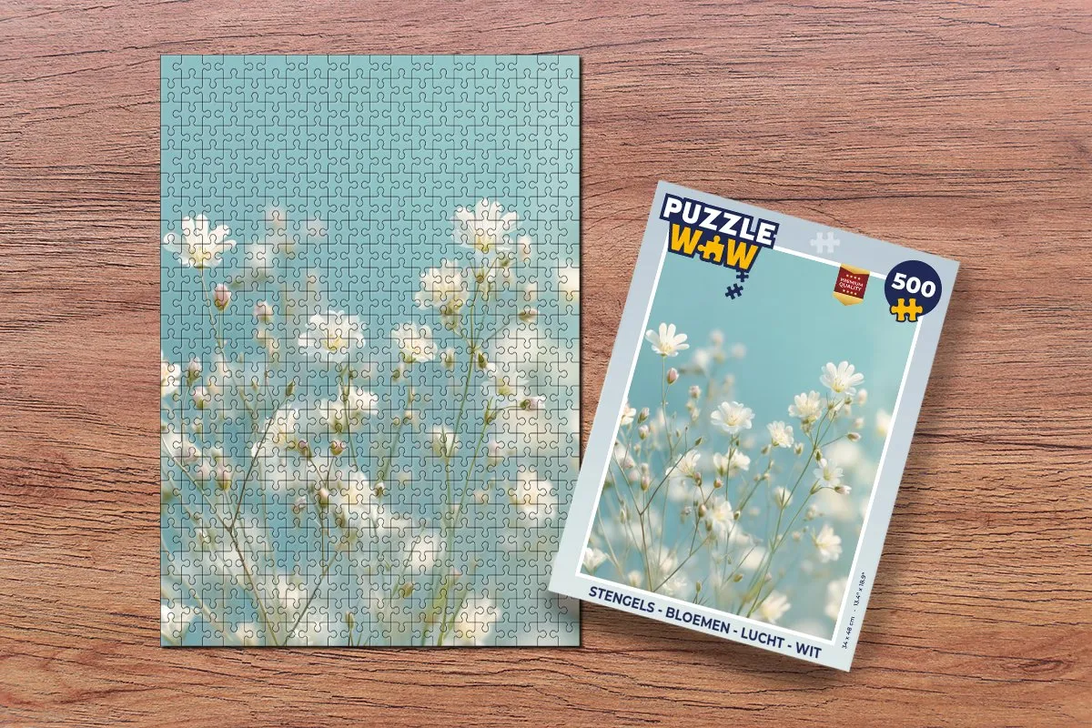PuzzleWow Legpuzzel Stengels Bloemen 500 Stuks - Wit