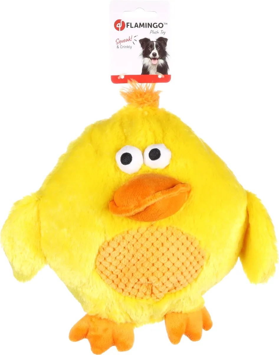 Flamingo NANDO Eend Pluche Hondenspeelgoed - Geel
