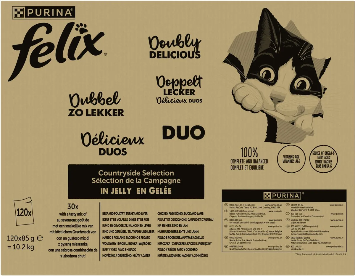 Felix Dubbel Zo Lekker in Gelei Natvoer - 120x85g
