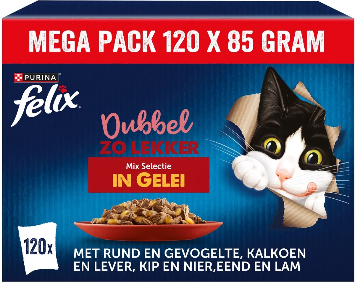 Felix Dubbel Zo Lekker in Gelei Natvoer - 120x85g - afbeelding 6 van 6